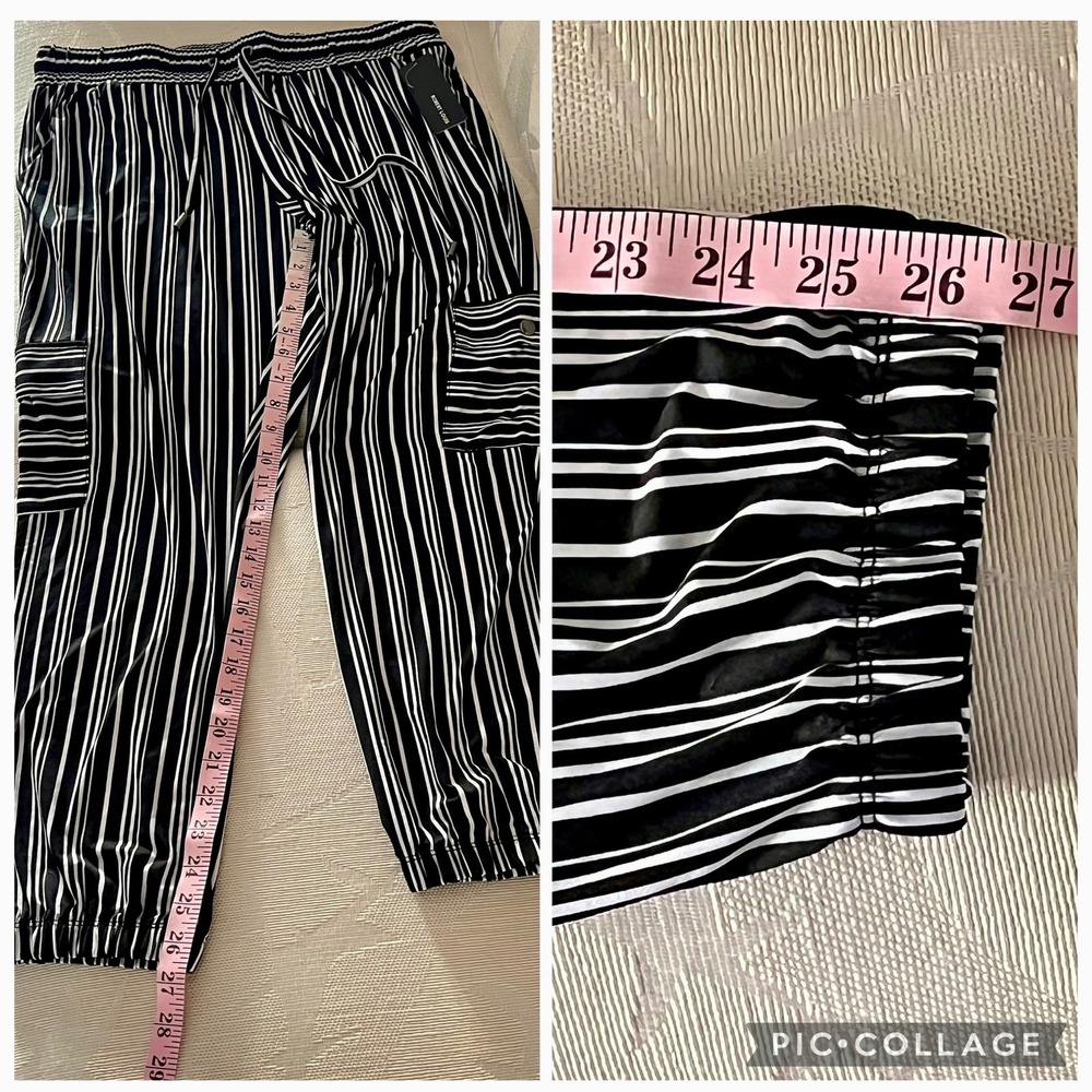 Robert Louis Womens Sz L Pull On Striped Cargo Jogger Pants Pockets - Picture 7 of 13